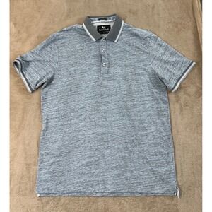Buttercloth Icy Cotton Polo‎ Shirt  Mens Size L Gray Blue Space Dye Reg Fit S/S